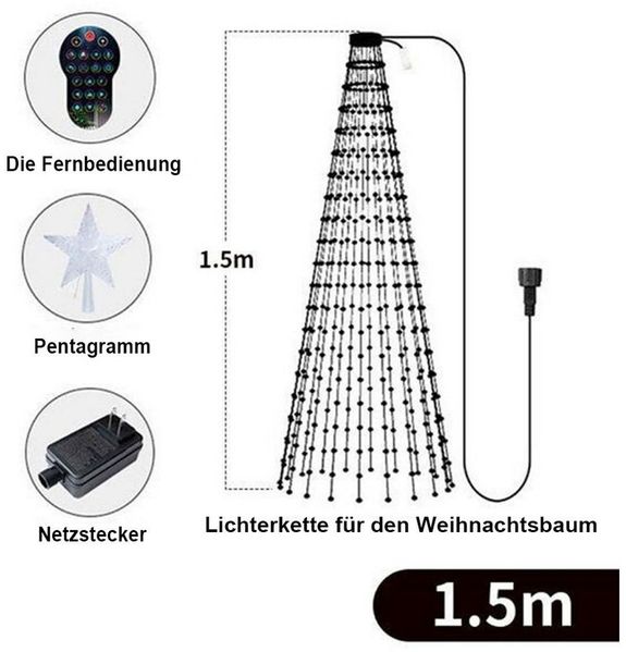 VIVIHEYDAY LED-Lichterkette Weihnachtsbaum mit Topper Stern,400 LEDs Weihnachtsbaum, Lichterkette 20 Stränge, Timer, Weihnachtsbeleuchtung für Weihnachten
