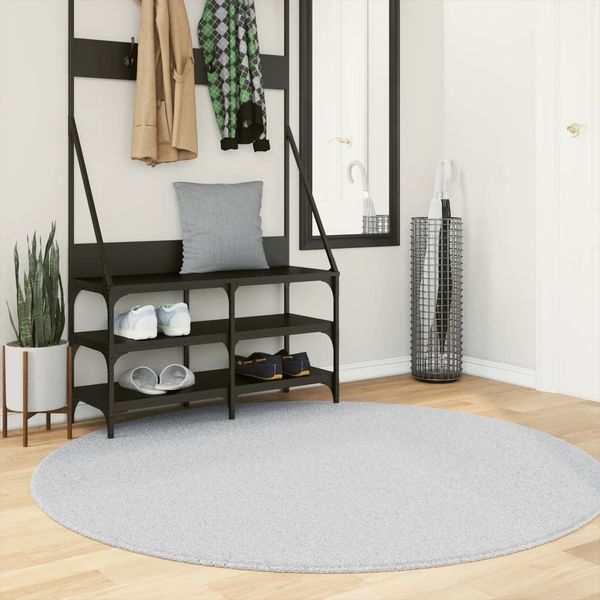 vidaXL Teppich HUARTE Kurzflor Weich und Waschbar Grau Ø 160 cm 375087