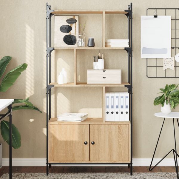 vidaXL Bücherregal mit Türen Sonoma-Eiche 76,5 x 30 x 154,5 cm Holzwerkstoff 833349