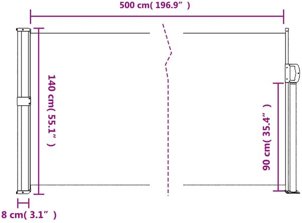vidaXL Seitenmarkise Ausziehbar Beige 140x500 cm 4004420 Bild 10