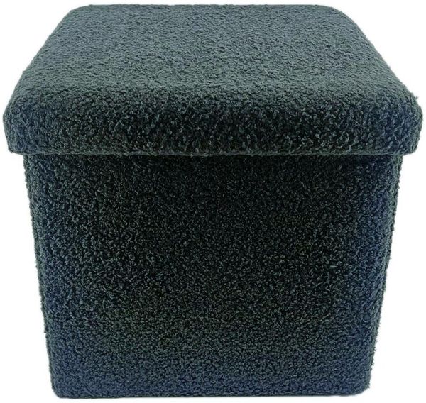 Sitzhocker mit Stauraum und Teddystoff grau 38x38x35cm MDF