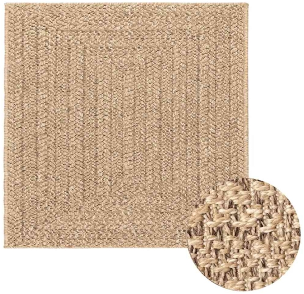 vidaXL Teppich ZIZUR Beige 240x240 cm Jute-Optik Indoor und Outdoor 4010399