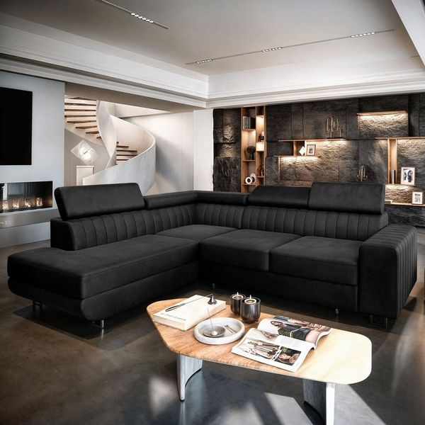 Masseno Ecksofa NOLA mit Schlaffunktion L-Form, Sofa mit Bettkasten