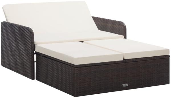 vidaXL 2-tlg. Garten-Lounge-Set mit Auflagen Poly Rattan Braun 46079