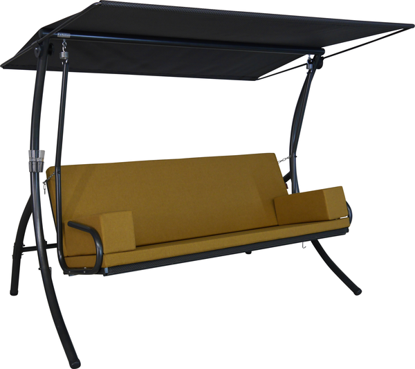 Angerer 'Elegance Tolar' Hollywoodschaukel, verzinkter Stahl / Primetex Gewebe, Ocker, B 210cm x H 160cm x T 145cm