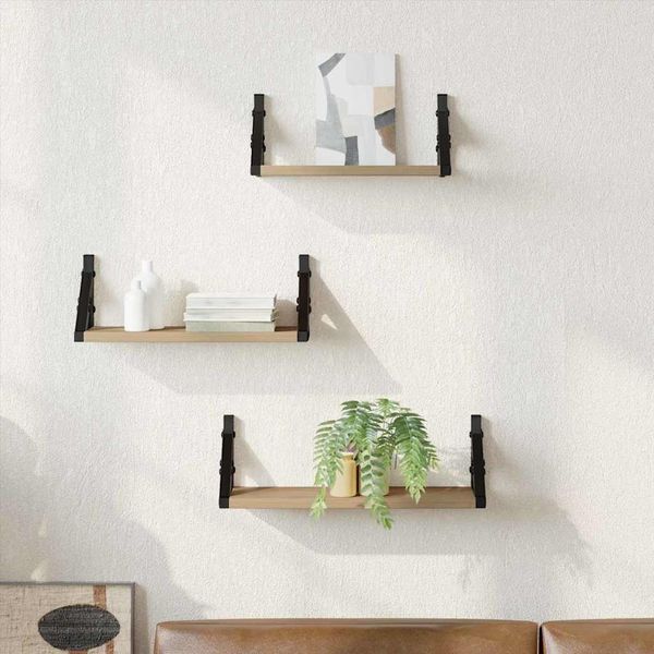 vidaXL Wandregal Wandmontiert mit Speicher 3 pcs Raucharbe 869097