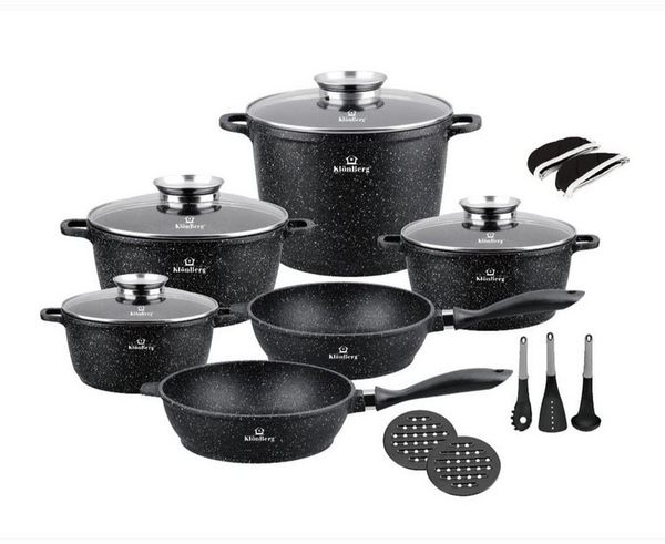 KlönBerg Topf-Set Hochwertige Töpfe in verschiedenen Größen mit Pfannen Kasserollen, Aluminiumguss, Aluminium, Keramik, Edelstahl (Multifunktional, geeignet zum Kochen, Braten und Backen!, 17-tlg, Es ist eine perfekte Geschenkidee für jeden Anlass), In...