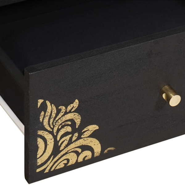 vidaXL TV-Schränk mit Regal Schwarz 105 x 33 x 46 cm Massivholz Mango 4018822 Bild 6