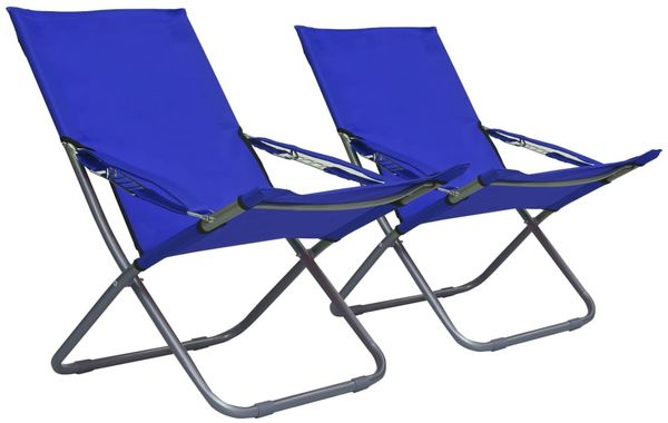vidaXL Klappbare Strandstühle 2 Stk. Stoff Blau 47902