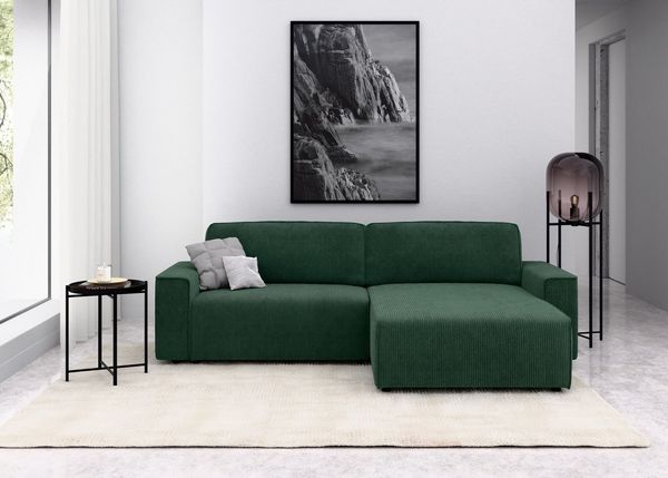 INOSIGN Ecksofa Chance, Recamiere beidseitig montierbar, Schlaffunktion, Breite 265 cm, in Cordstoff HYPER, mit Schlaffunktion und Bettkasten