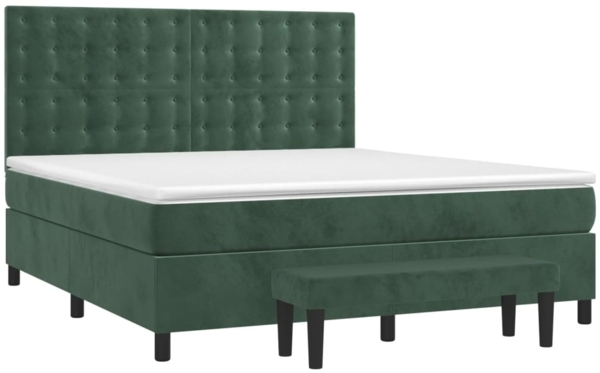 vidaXL Boxspringbett mit Matratze Dunkelgrün 160x200 cm Samt 3138094