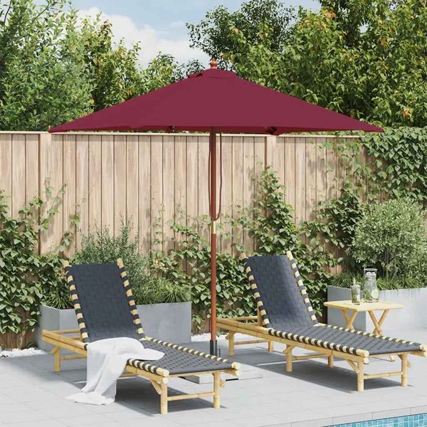 vidaXL Sonnenschirm mit Holz-Mast 150x200 cm Bordeauxrot 44537