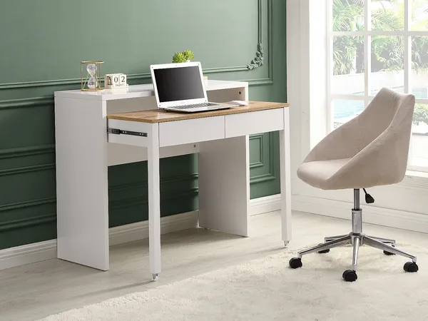 Vente-unique - LOAVIA Büromöbel Holz, Platte BeigeWeiß - B 40 cm x H 87 cm x L 100 cm