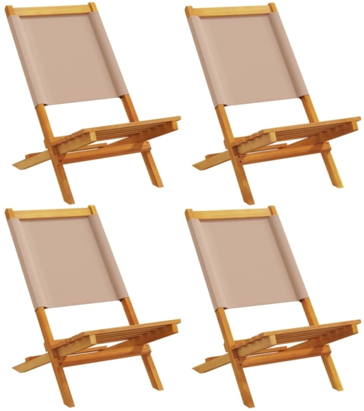 vidaXL Gartenstühle 4 Stk. Klappbar Taupe Stoff und Massivholz 3214643 Bild 1