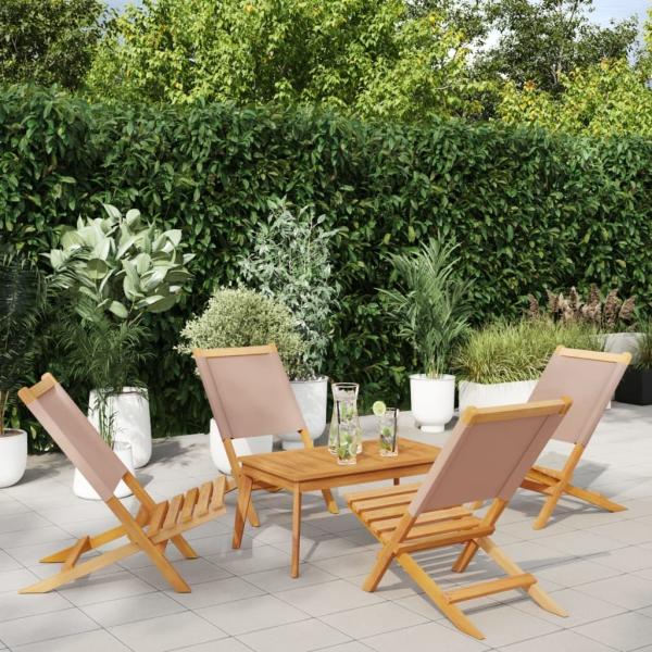 vidaXL Gartenstühle 4 Stk. Klappbar Taupe Stoff und Massivholz 3214643