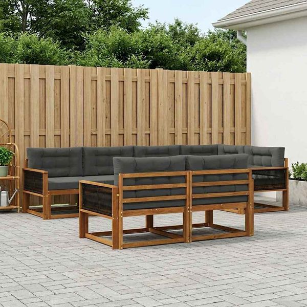 vidaXL Outdoor-Sofagarnitur mit Kissen 7 pcs Natur und Anthrazit 3382645