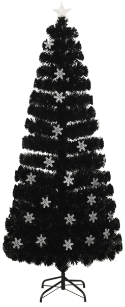 vidaXL Weihnachtsbaum mit LED-Schneeflocken Schwarz 210 cm Fiberoptik 328464
