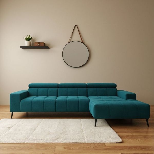 DOMO collection Ecksofa Trento L-Form, mit Kufenfuß oder Einzelfuß, wahlweise mit Kopfteilverstellung, Recamiere links/rechts bestellbar