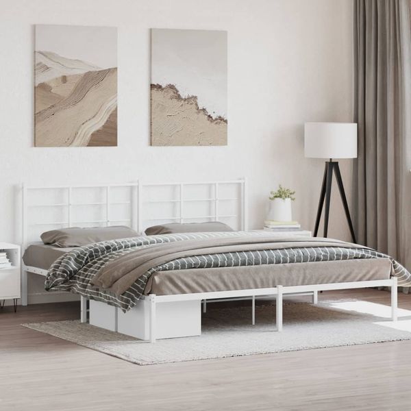 vidaXL Bettgestell mit Kopfteil Metall Weiß 200x200 cm 355617