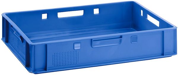 BURI Fleischkiste E1 Blau 60 x 40 x 12,5 cm Lagerkiste, Metzgerkiste Eurobox aus Deutschland lebensmittelecht, robust, stapelbar