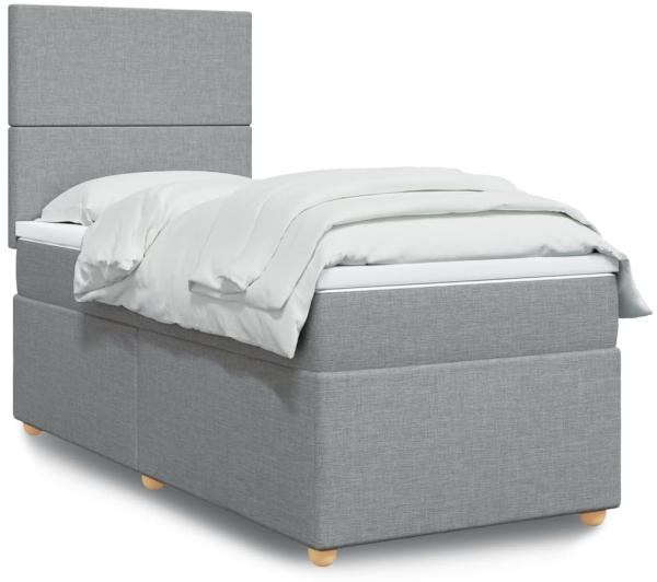 vidaXL Boxspringbett mit Matratze Hellgrau 90x200 cm Stoff 3293456