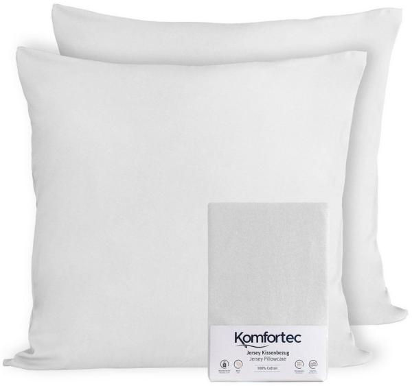Komfortec 100% Baumwolle Kissenbezüge 2er Set 60x60 cm, Superweicher Premium Jersey Kopfkissenbezug 150 g/m², Kissenhülle, Weiß