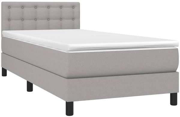 vidaXL Boxspringbett mit Matratze, Hellgrau, 80x200 cm, Stoff Bild 3