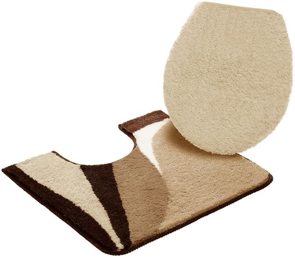 OTTO home Badematte Magnus, Badvorleger, Badezimmer Teppich, Höhe 20 mm, rutschhemmend beschichtet, schnell trocknend, strapazierfähig, Polyacryl, rechteckig, 2-tlg. Stand-WC Set, mehrfarbig, Badteppich, Badematten auch als 2 teiliges Set & rund