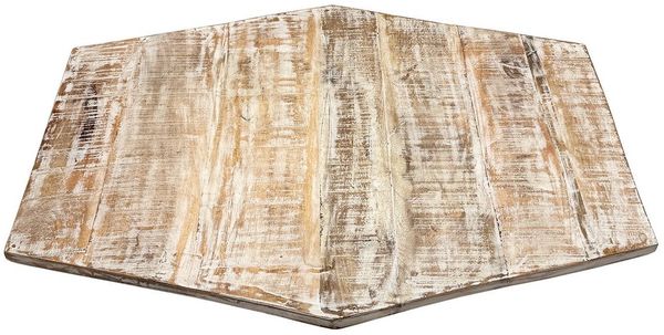 Amagohome Tischplatte Sechseckige Tischplatte Holzplatte Mango-Altholz 74x56 u. 56x47cm – re (1 St), gewollt uneben, aus recyceltem Mangoholz hergestellt