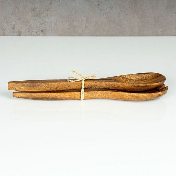 Levandeo® Salatbesteck, 2tlg. Salatbesteck Holz Akazie 31cm Lang Salat Servierbesteck Gabel