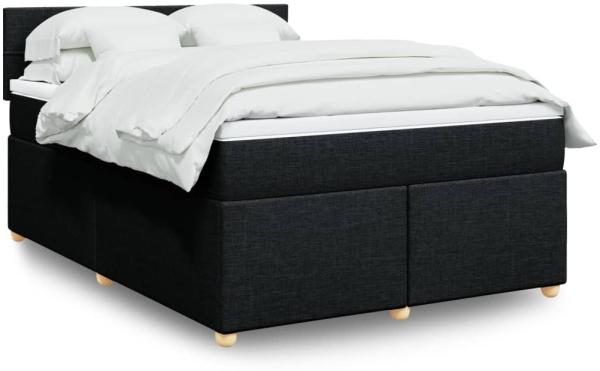 vidaXL Boxspringbett mit Matratze Schwarz 140x200 cm Stoff 3289005