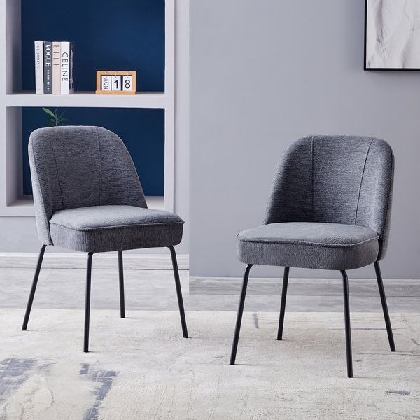 JYMTOM Esszimmerstuhl Samt-Stühle, atmungsaktiv, gepolstert mit Federkissen & Metallbeinen (2 St), 2 Stück– mit gebogener Rückenlehne für Küche, Esszimmer & Büro