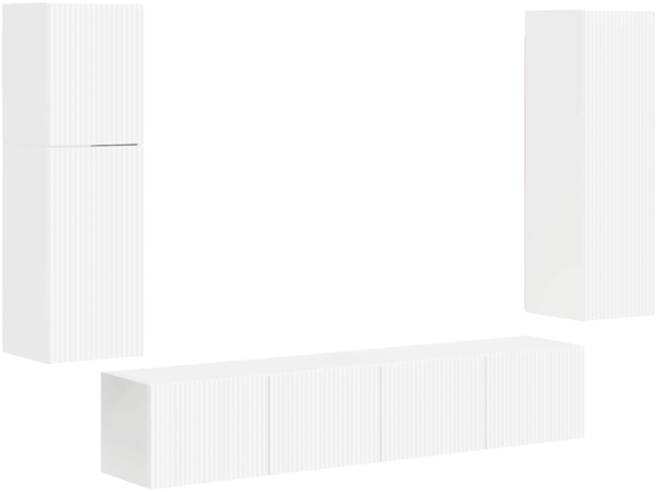 vidaXL TV-Schrankset Wandmontiert 4 pcs Hochglanz Weiß Holzwerkstoff 3409037