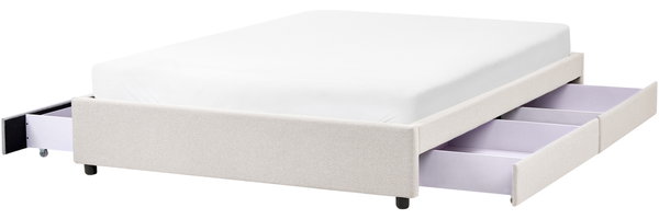 Bett mit Schubladen ohne Kopfteil Stoff PRADES 160 x 200 cm Hellbeige