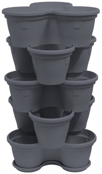Engelland Blumenständer Säulentopf, Hochbeet, Kräuterbeet (Vorteils-Set, 5 St, 11 Liter Fassungsvermögen je Ebene), fallsicher, UV-beständig, stapelbar, platzsparend, robuster Kunststoff