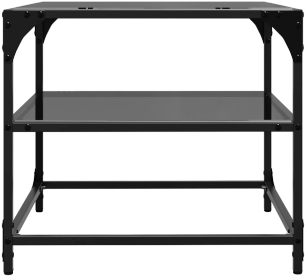 vidaXL Couchtische mit Glasplatten 2 Stk. Schwarz 50x50x45 cm Stahl 846009 Bild 5
