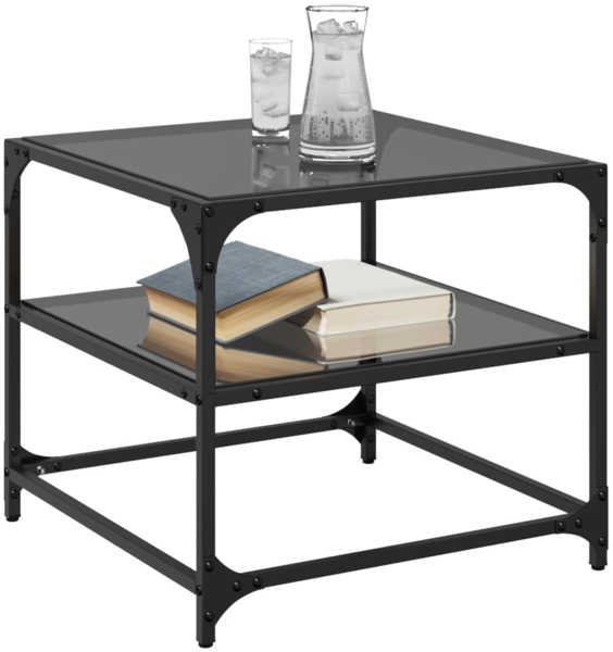 vidaXL Couchtische mit Glasplatten 2 Stk. Schwarz 50x50x45 cm Stahl 846009 Bild 2