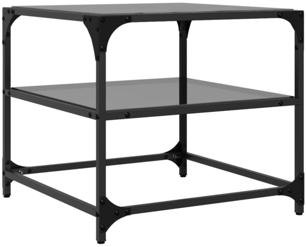 vidaXL Couchtische mit Glasplatten 2 Stk. Schwarz 50x50x45 cm Stahl 846009 Bild 6