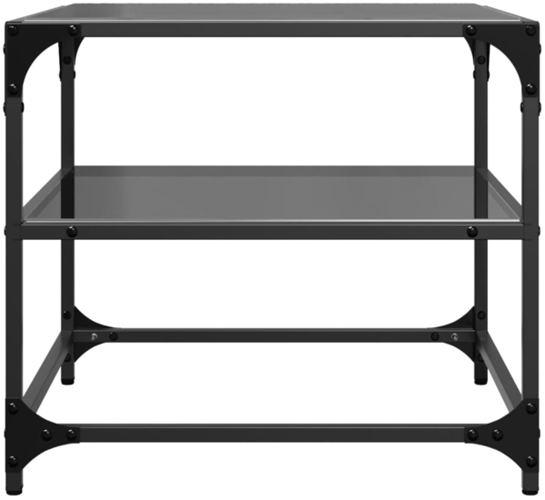 vidaXL Couchtische mit Glasplatten 2 Stk. Schwarz 50x50x45 cm Stahl 846009 Bild 4