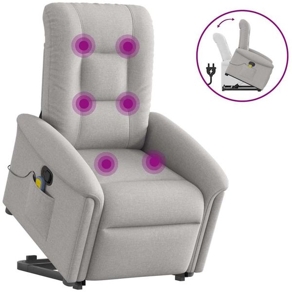 vidaXL Massagesessel mit Aufstehhilfe Wolkengrau Stoff 3303273
