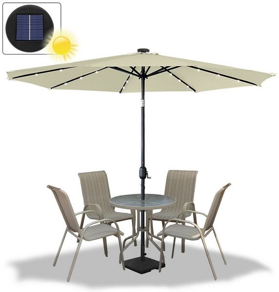 FIVMEN Sonnenschirm 300cm/350cm Gartenschirm Terrassenschirm UV-Schutz Marktschirm, mit Windschutz Aluminium Schirm für Garten & Terrasse