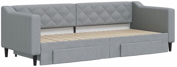 vidaXL Tagesbett Ausziehbar mit Schubladen Hellgrau 80x200 cm Stoff 3197457 Bild 3