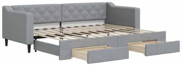vidaXL Tagesbett Ausziehbar mit Schubladen Hellgrau 80x200 cm Stoff 3197457