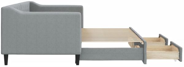 vidaXL Tagesbett Ausziehbar mit Schubladen Hellgrau 80x200 cm Stoff 3197457 Bild 7