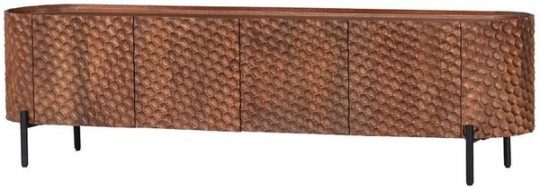 riess-ambiente TV-Board ADLON 160cm braun/schwarz - lackiertes Mango-Massivholz, 3D-Front (Einzelartikel, 1 St), Metallfüße, Kabelöffnung & Soft-Close-Funktion – ideal fürs Wohnzimmer