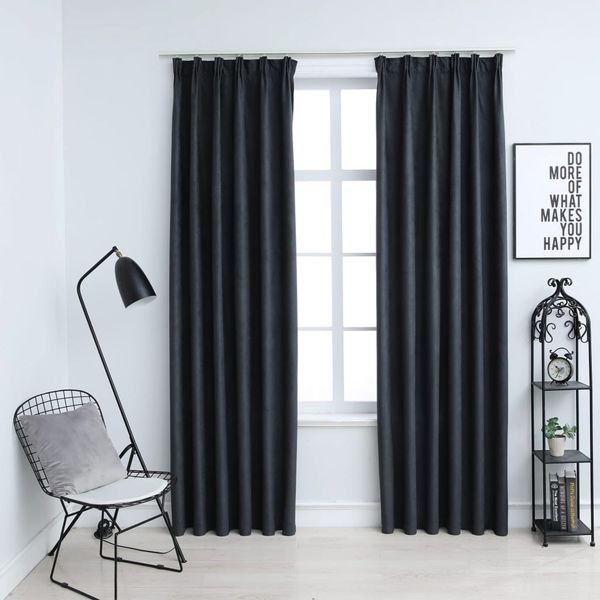 vidaXL Verdunkelungsvorhänge mit Haken 2 Stk. Anthrazit 140x225 cm 134462