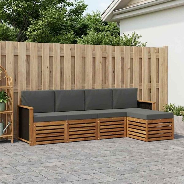 vidaXL Outdoor-Sofagarnitur mit Kissen 5 pcs Natur und Anthrazit 3384223