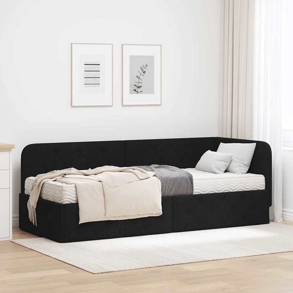 vidaXL Eckbettgestell Schwarz 80 x 200 cm Stoff 3394031