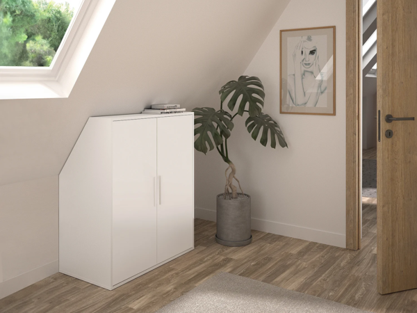 Vente-unique - Schrank unter Dachschräge mit 2 Türen - Weiß - ADEZIO
