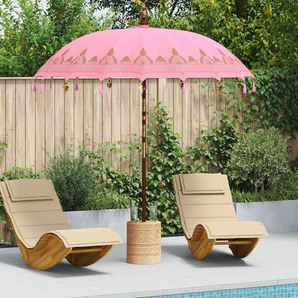 vidaXL Balinesischer Sonnenschirm Rosa 215 x 215 x 260 cm 42006463